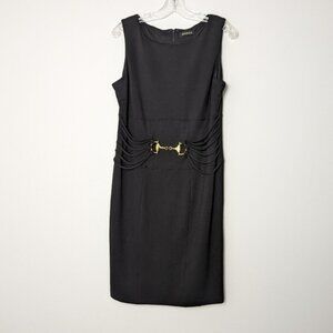 Jessica Black Elegance Belted Sheath Dress - Size L